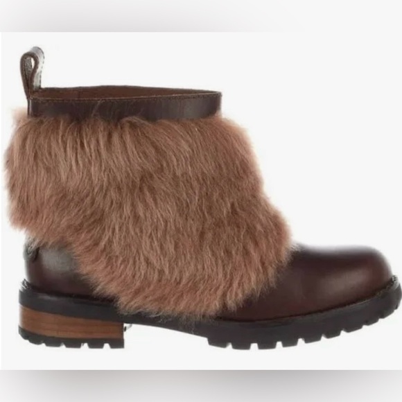 COPY - UGG Otelia Coconut Leather Sheepskin Cuff Ankle Mini Boots Booties Size … - Picture 3 of 13
